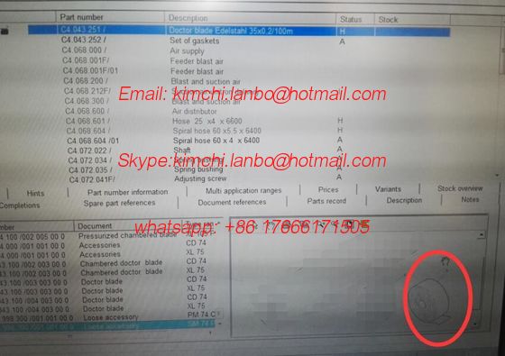 Cina C4.043.251,MV.054.746,XL105 SM102 CD102 XL75 CD74 doctor blade 100m,original doctor blade for ofset printing machine fornitore